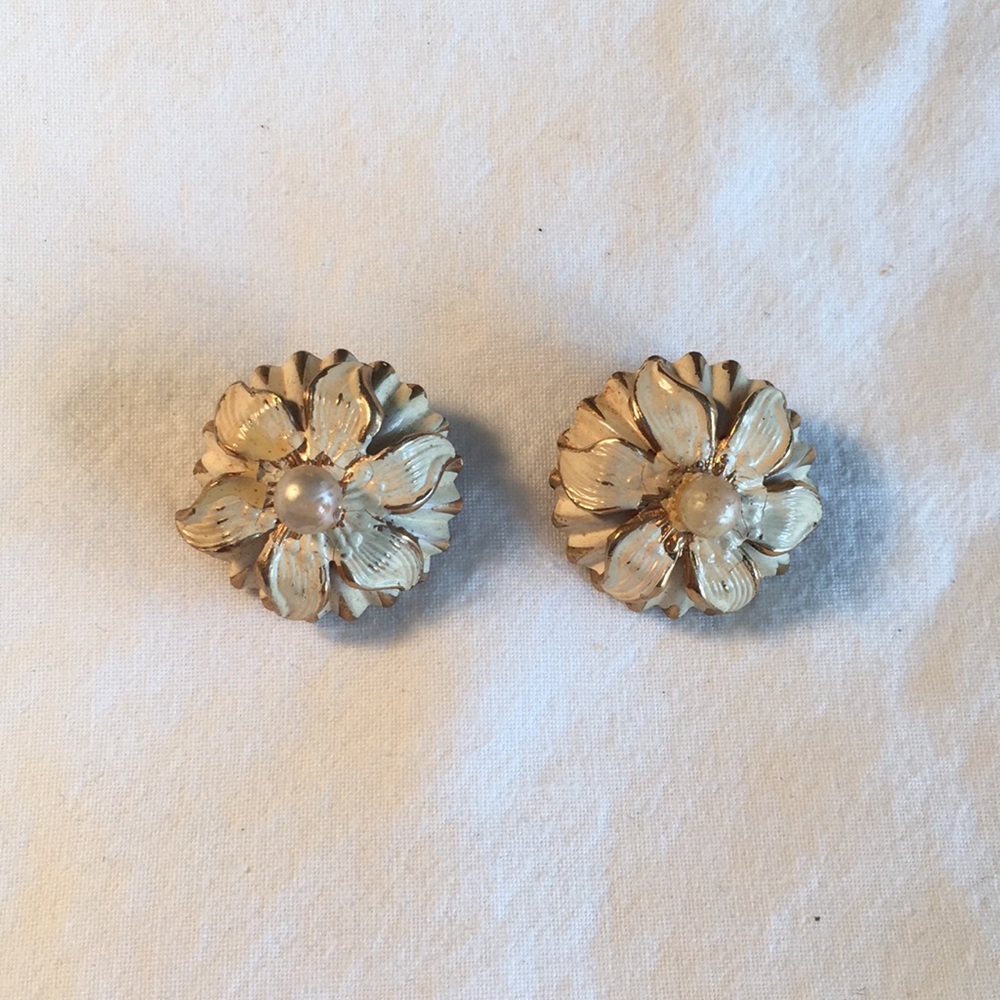 Vintage Moorehouse Enameled Clip On Earrings - Picture 1 of 6